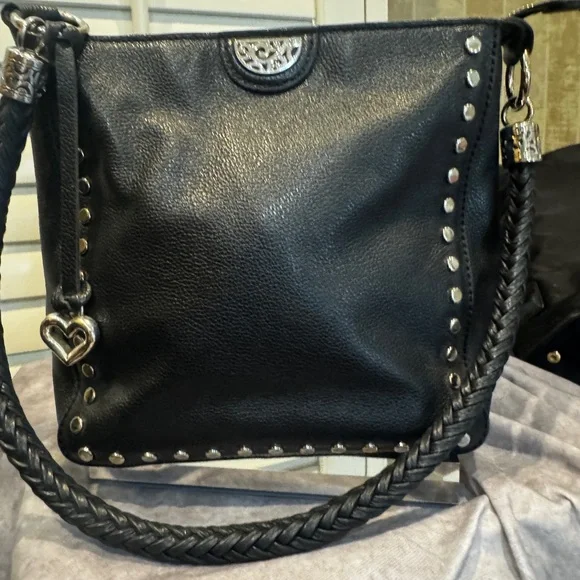 Brighton Pretty Tough Royce Black Leather‎ Studded Women's Bag